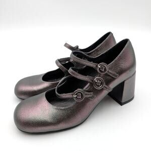 Jeffrey Campbell Tierz Mary Jane Pumps Women's Pewter Metallic Size US6.5 EU37